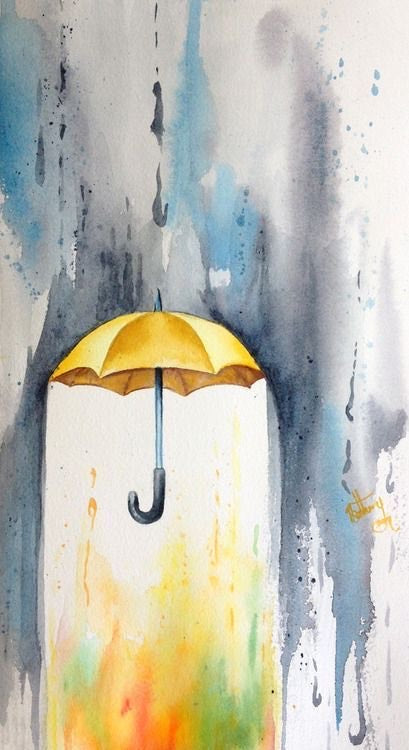 Watercolor Rain Umbrella